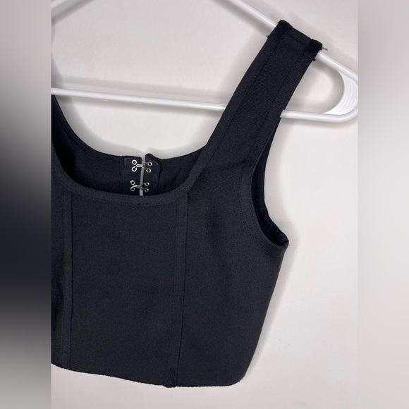 Pretty Little Thing Bandage Hook and Eye Structured Black Corset Top - Picture 7 of 8